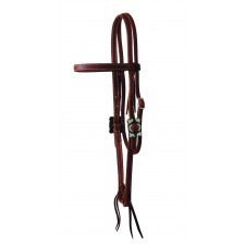 WESTERN RAWHIDE SIGNATURE BUCKLE SERIES BROWBAND HEADSTALL WITH TIES, 5/8 INCH, OILED HARNESS LEATHER