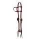 WESTERN RAWHIDE SIGNATURE BUCKLE SERIES DOUBLE EAR HEADSTALL WITH TIES, 5/8 INCH, OILED HARNESS LEATHER