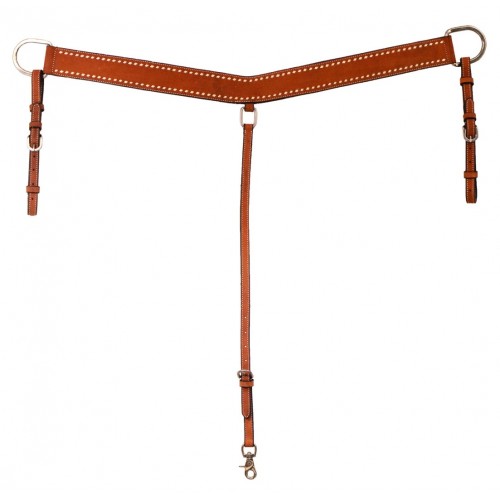 WESTERN RAWHIDE ROUGHOUT & BUCKSTITCH CHESTNUT BREASTCOLLAR