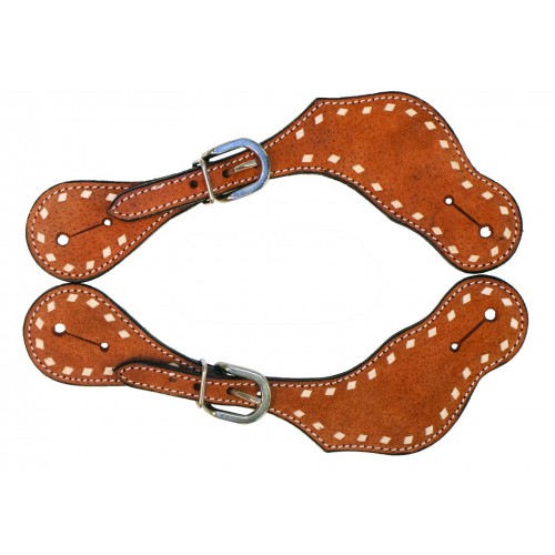 WESTERN RAWHIDE ROUGHOUT & BUCKSTITCH LADIES CHESTNUT SPUR STRAP