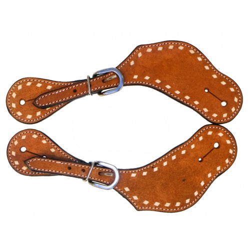 WESTERN RAWHIDE ROUGHOUT & BUCKSTITCH MEN'S CHESTNUT SPUR STRAP