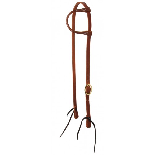 WESTERN RAWHIDE SIGNATURE ONE EAR HEADSTALL WITH TIES, 5/8 INCH, OILED HARNESS LEATHER WESTERN RAWHIDE SIGNATURE ONE EAR HEADSTALL WITH TIES, 5/8 INCH, OILED HARNESS LEATHER