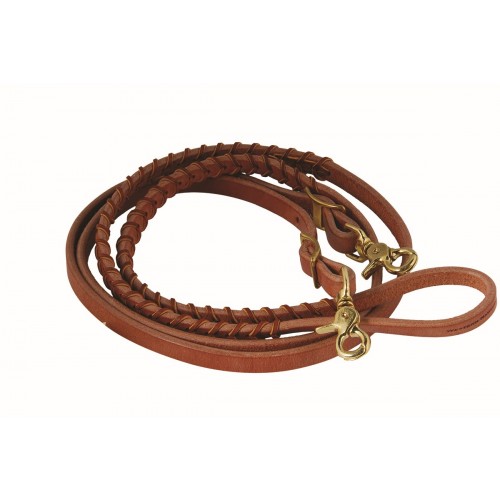 WESTERN RAWHIDE SIGNATURE HARNESS LEATHER BRAIDED BARREL RACER REINS