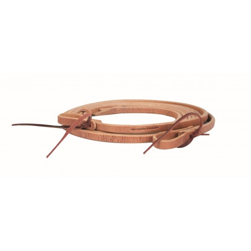 WESTERN RAWHIDE SIGNATURE LEATHER REINS WITH WATER LOOPS - 5/8" X 7' - 7' 11"