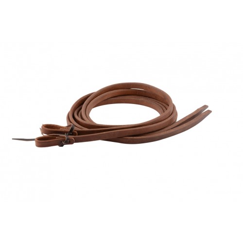 WESTERN RAWHIDE SIGNATURE HARNESS LEATHER REINS WITH WATER LOOPS AND HEAVY ENDS - 5/8" x 8' AND UP