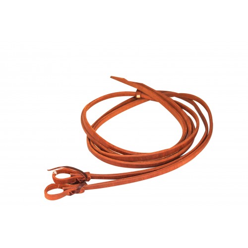 WESTERN RAWHIDE SIGNATURE OILED HARNESS LEATHER REINS WITH WATER LOOPS AND HEAVY ENDS - 1/2" x 8' AND UP