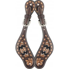 COUNTRY LEGEND TAN BEADED INLAY LADIES SPUR STRAPS