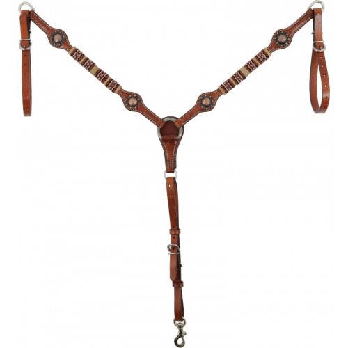 COUNTRY LEGEND RAWHIDE & RED BEADS BREASTCOLLAR