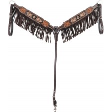 COUNTRY LEGEND BEADED INLAY BREASTCOLLAR WITH BROWN FRINGE