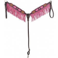 COUNTRY LEGEND PINK BEADED INLAY BREASTCOLLAR WITH FRINGE