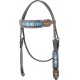 COUNTRY LEGEND TURQUOISE BEADED INLAY BROWBAND HEADSTALL