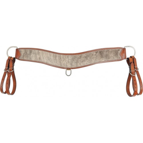 COUNTRY LEGEND TRIPPING COLLAR WITH BRINDLE COWHIDE OVERLAY AND STAINLESS STEEL SPOTS