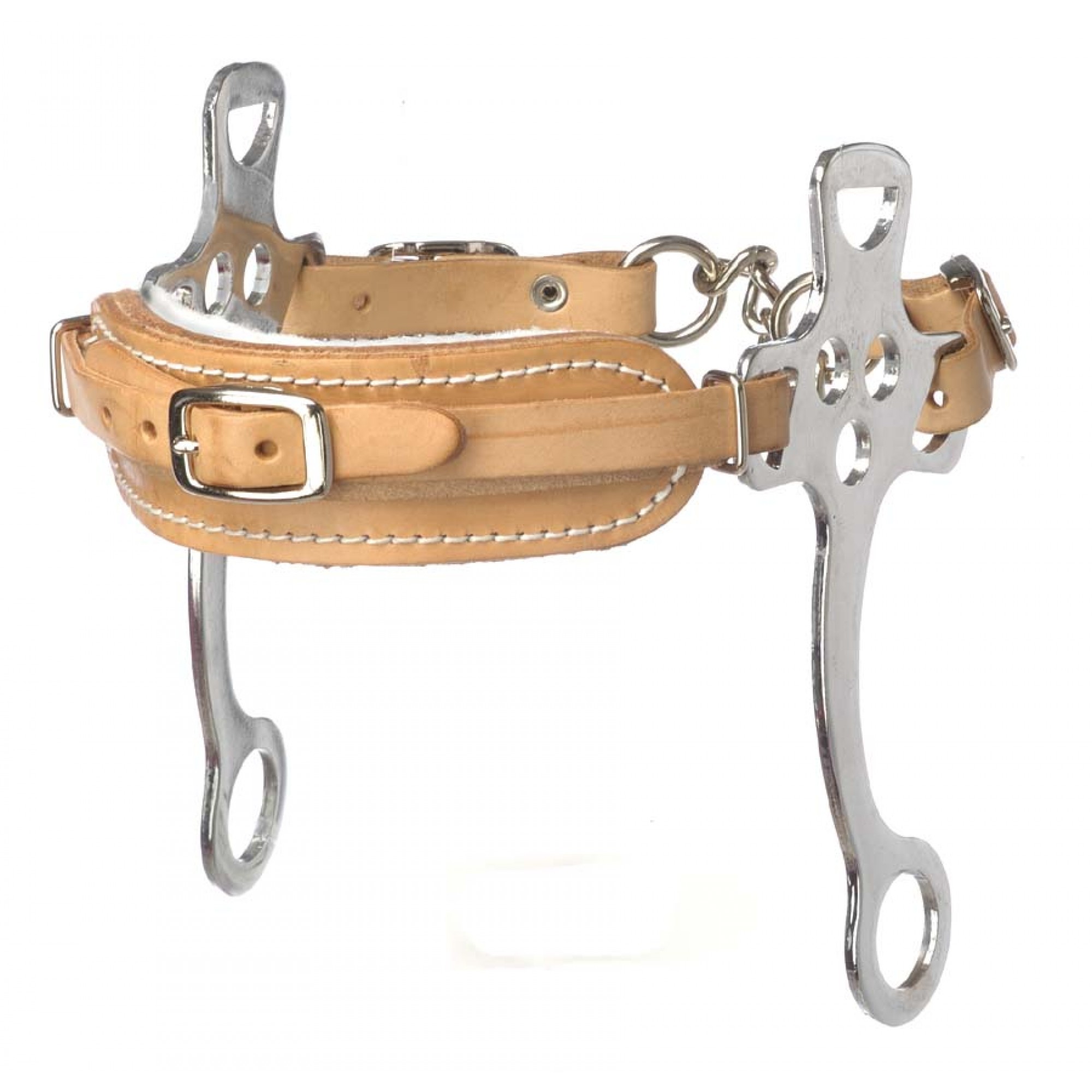 thumbnail image 2 of PRO IRON GEAR Stainless Steel Hackamore Horse Bit – English/Western Bitless Bridle Cheeks – 2078 2 of 6