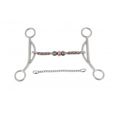 MAGIC BARREL RACING GAG BIT 3-PIECE  COPPER & SWEET IRON TWISTED MOUTHPIECE, 5-1/4"