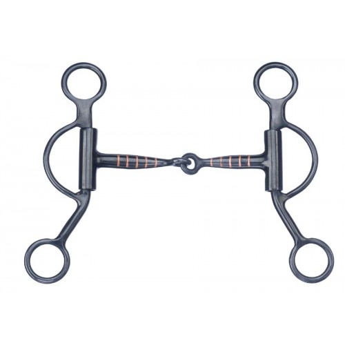 METALAB BLACK STEEL SNAFFLE MOUTH BIT WITH COPPER INLAY METALAB BLACK STEEL SNAFFLE MOUTH BIT WITH COPPER INLAY