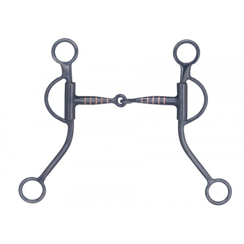 METALAB BLACK STEEL SNAFFLE MOUTH BIT WITH COPPER INLAY METALAB BLACK STEEL SNAFFLE MOUTH BIT WITH COPPER INLAY