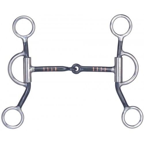 METALAB BLACK STEEL SNAFFLE MOUTH BIT WITH COPPER INLAY METALAB BLACK STEEL SNAFFLE MOUTH BIT WITH COPPER INLAY