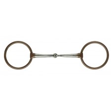 LOOSE RING SNAFFLE BIT WITH 3" ANTIQUED BROWN RINGS
