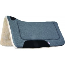 MUSTANG BRUSHED DENIM COUNTERED PAD WITH FLEECE BOTTOM & BLACK WEAR LEATHERS, 32" X 32"