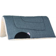MUSTANG BRUSHED DENIM PONY COUNTERED PAD WITH FLEECE BOTTOM & BLACK WEAR LEATHERS, 24" X 24"
