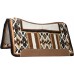 MUSTANG BLUE HORSE CONTOURED TUCSON NAVAJO SADDLE PAD WITH TAN WOOL BOTTOM, 38" x 34"