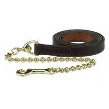 PREMIUM LEATHER LEAD WITH BRASS PLATED CHAIN