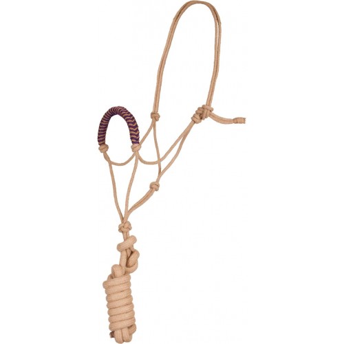 MUSTANG JUTE ROPE HALTER AND LEAD WITH COLOUR NOSEBAND