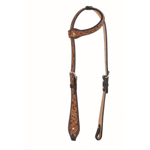 WESTERN RAWHIDE BY JIM TAYLOR PERFORMANCE FLORAL SERIES TEAR DROP ONE EAR HEADSTALL