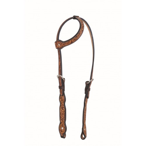 WESTERN RAWHIDE BY JIM TAYLOR PERFORMANCE FLORAL SERIES SCALLOP ONE EAR HEADSTALL