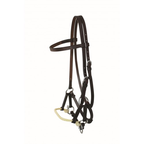 WESTERN RAWHIDE BY JIM TAYLOR LEATHER BROWBAND ONE ROPE SIDE PULL