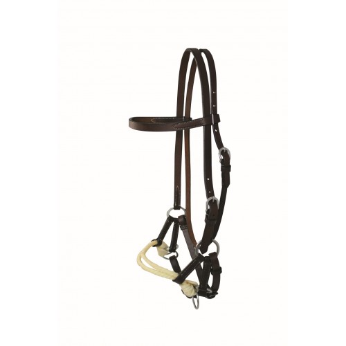 WESTERN RAWHIDE BY JIM TAYLOR LEATHER BROWBAND DOUBLE ROPE SIDE PULL