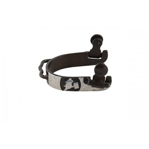 METALAB BARREL BUMPER SPUR WITH STAINLESTAINLESS STEEL STEEL BARREL RACER AND ENGRAVED TRIM. 3/4" BAND