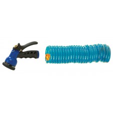 COILED PLASTIC HOSE WITH SPRAYER