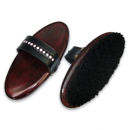 CLASSIC HORSE HAIR BODY BRUSH WITH CRYSTAL HAND STRAP