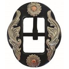 WESTERN RAWHIDE SIGNATURE RUST IRON SILVER BUCKLE - ROUND FLOWERS