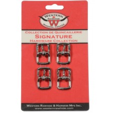 CHROME PLATED BRONZE BRIDLE BUCKLE, 1/2" X 1 1/4" - 4 PER CARD