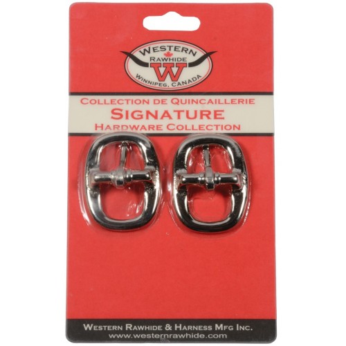 CHROME PLATED BRONZE SWEDGE BUCKLE, 3/4" X 2" - 2 PER CARD
