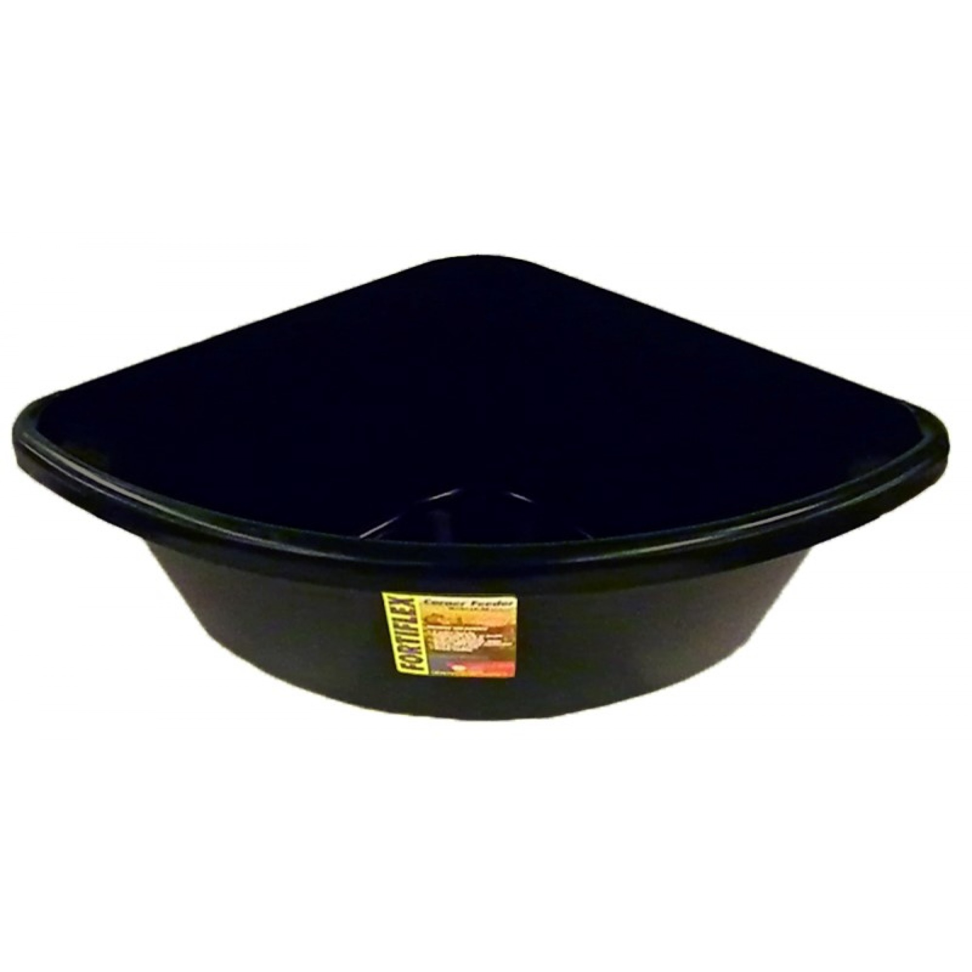 Black 6-Gallon Fortiflex Corner Feeder for Dogs and Horses 
