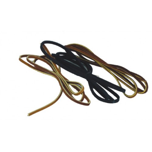 LEATHER LACES - 3/16" WIDE, BROWN ALUM TAN (YELLOW CENTER)